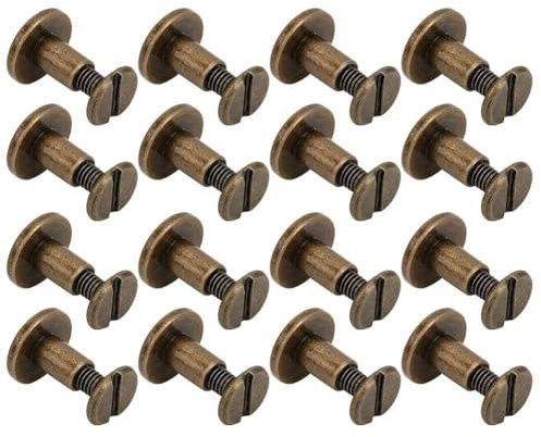 KIMISS Kit de Tornillos Chicago con Remaches de Cuero - 50 Juegos de Remaches de Cabeza Plana de Cobre Puro de 8 Mm para Manualidades en Cuero y Encuadernación de Cuadernos - Colores Personalizables