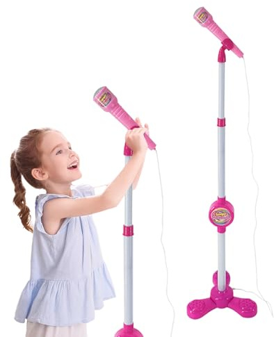 Micrófono De Pie para Niños, Micrófono De con Soporte, Micrófonos Musical con Función De Conexión Y Soporte para Niños Y Niñas