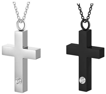 Kelisdi Lot de 2 colliers funéraires avec pendentif en forme de croix pour cendres d'animaux de compagnie, bijoux pour amoureux des animaux et croyants religieux
