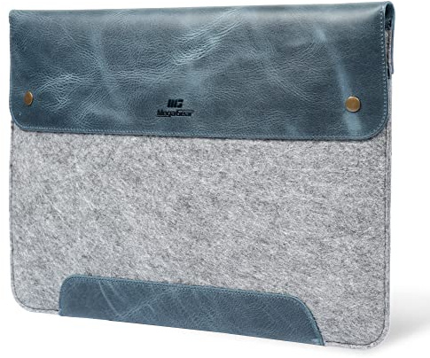 MegaGear MacBook Tasche aus echtem Leder & Fleece, Hülle für MacBook Pro 14 (M5, M4, M3, M2, M1) & MacBook Air 13.6, 13 (M5, M3, M2, M1) - (Braun) 13-14 Zoll, 2020-2026