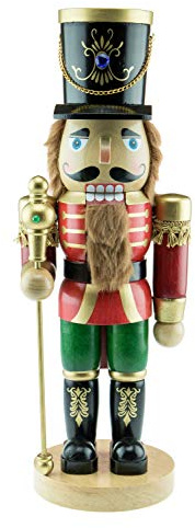 Clever Creations Traditional Wooden Nutcracker - Fully Functional Nutcracker that Actually Cracks Nuts - Festive Christmas Decor - 17 Inches Tall - Perfect Holiday Decoration for Shelves and Tables