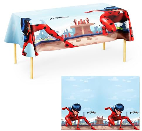 Procos 91347 - Tischdecke mit Kunststoff-Folie, Miraculous Ladybug, Kindergeburtstag