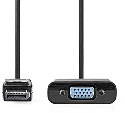 Cable VGA - Conector DisplayPort - VGA hembra - Niquelado - Resolución máxima: 1080p - 0,20 m - Redondo - Negro - Caja