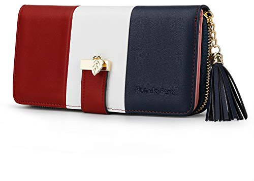 Pomelo Best Damen Geldbörse Mehrfarbig gestreift Portmonee aus Kunstleder, RFID Groß Portemonnaie mit 12 Kartenfächer und Münzfach