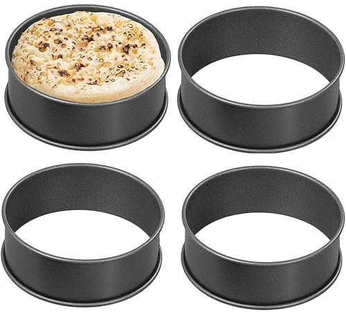 Wrenbury Set di 4 stampi pancake antiaderenti – Ideali per crumpets inglesi, muffin e uova – In acciaio al carbonio, facili da pulire – Prodotto in Inghilterra