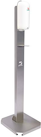 Dreumex Omnicare Hygienestationen (WHO), Desinfektionssäule inklusive Desinfektionsmittelspender und 2 x 400ml Alcohol Spray, stehend aus Edelstahl Hygienesäule, Für Geschäfte, Büros und mehr