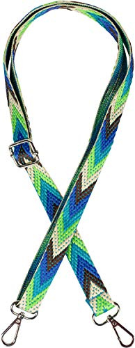 styleBREAKER Bolsa estrecha correa de hombro ajustable con un colorido patrón de zigzag, correa de bolsa cambiable, unisex 02013023, color:Azul-verde-beige