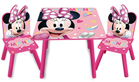 ARDITEX - Set Tavolo e 2 Sedie in Legno per Bambini - 50x50x44 cm e 26,5x26,5x50 cm - Ideale per giocare, disegnare e fare lavoretti - Licenza Ufficiale Topolina