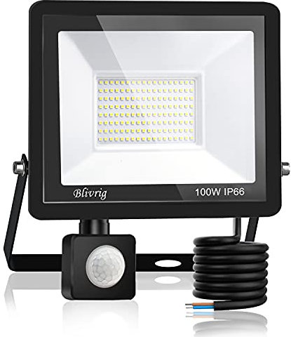 Blivrig Projecteur LED exterieur Detecteur de Mouvement 100W Blanc Chaud 3000K, 10000LM Mur Spot LED extérieur avec Capteur, PIR Phare Puissant, IP66 Lampe de Sécurité, pour Jardin Terrasse Garage