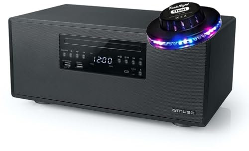 gef-roy Enceinte Bluetooth - Muse M-692BTC - avec Radio FM, CD et Port USB - 60W + Télécommande - Lumière OVNI