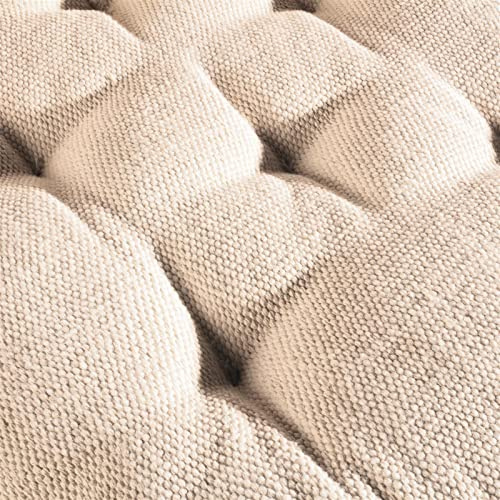 Makramee Palettensitzkissen 1er – Gemütliches Sitzkissen – Robustes Material mit Tufting-Element – Seitliche Henkel – 80 x 60 cm (Beige)