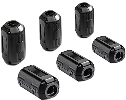 Aiqeer 6 Pezzi Clip-on Ferrite Anello Nucleo Set, Clip Cavo Soppressore Rumore EMI RFI, Filtro Anti-Interferenza Alta Frequenza (5 mm, 7 mm, 9 mm Diametro Interno)