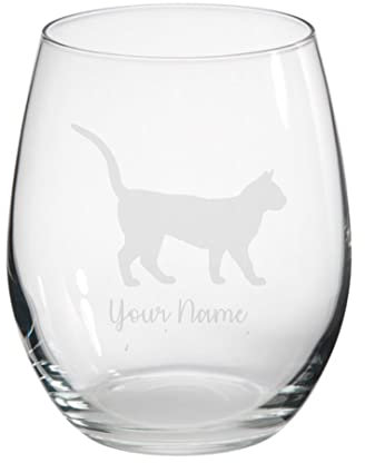 Personalised Bengal Cat Engraved Stemless Tumbler Glass, Gift for Women, Gift for Men, Cat Gift