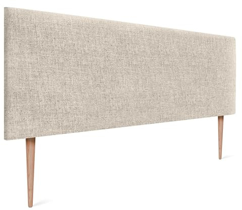 DHOME Cabecero de Lino Natural Liso Cabezal Tapizado Cama Dormitorio Moderno Top Trending (Beige, 135x105cm con Patas (Camas 120/135/140))