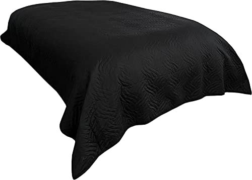 one-home Tagesdecke Bettüberwurf 220x240 cm schwarz Uni Einfarbig gesteppt Sofaüberwurf