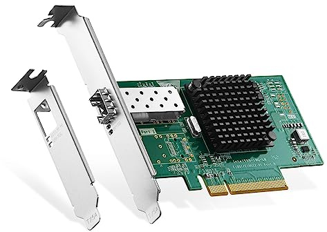 Binardat 10G SFP+ PCIe Netzwerk Adapter, Intel X520 82599 LAN Controller, 10G/1G/100Mbps SFP+ Slot NIC Karte für Windows/Linux/VMware