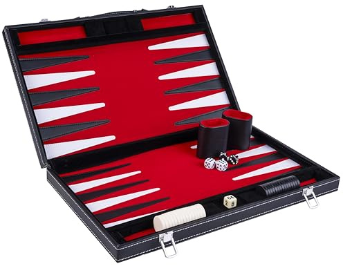 Engelhart- 250519 – Backgammon gesteppt 18 Zoll – rot schwarz weiß