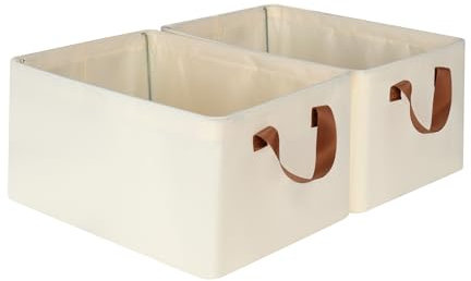 iEGrow Aufbewahrungsbox, 3er Set, faltbare Stoffbox mit Griffen, Aufbewahrung für Kleidung, 35 x 25 x 20 cm, Oxford, geeignet für Wohnzimmer, Schlafzimmer, Aufbewahrung von Badartikeln (Beige)