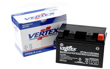 Vertex VP12-A-4 Sealed AGM Motorcycle/Powersport Battery, 12V, 10Ah, CCA (-18) 175, Replaces: CT12A-BS, YT12A-BS Perfect battery for Motorcycle, ATV's, Personal Watercraft and Snowmobiles
