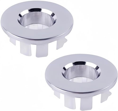 2Pcs Sink Overflow Ring，Bathroom Sink Overflow Hole Cover,Wash Basin Overflow Decorative Cover Kitchen Bathroom Sink Overflow Cover,Brass Material Sink Hole Cover Applicable Aperture 22-24mm