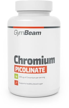 GymBeam Cromo Picolinato, Integratore Alimentare a Base di Cromo, per Supporto del Metabolismo e il Controllo Glucosio, Picolinato del Cromo per Vegani, l'Apporto Giornaliero di Cromo (60 tabs)
