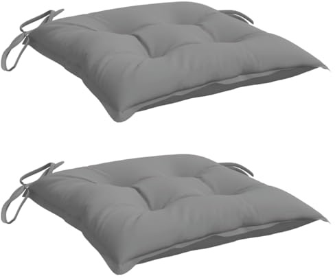 vidaXL Lot de 2 Coussins de Chaise, Galette de Siège avec Jeux de Cordes, Coussin d'Extérieur Imperméable, Gris 50x50x7 cm Tissu Oxford