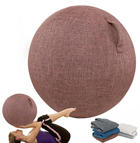 Dsongo Yogaball Bezug, 55cm/65cm/75cm Baumwolle+Leinen Schutz Yoga Ball Abdeckung, Fitnessball Faltbar Sitzbälle Stoff Bezug Für Schwangerschaft, Fitness, Yoga (Brown, 75cm)