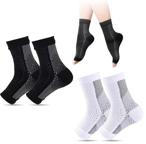 YueJieSelected 2-Pairs Patentierte Kompressionssocken,Kompressionsstrümpfe Ohne Zehen,Running Kompressionssocken für Herren/Damen