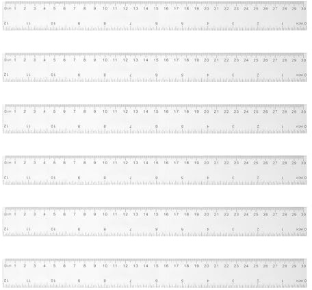 6er Pack Lineale aus Geradem Kunststoff, klar Kinder Kleines Lineale Flexibel LinkshäNder Lineale Schulbedarf Messinstrumente (30cm)