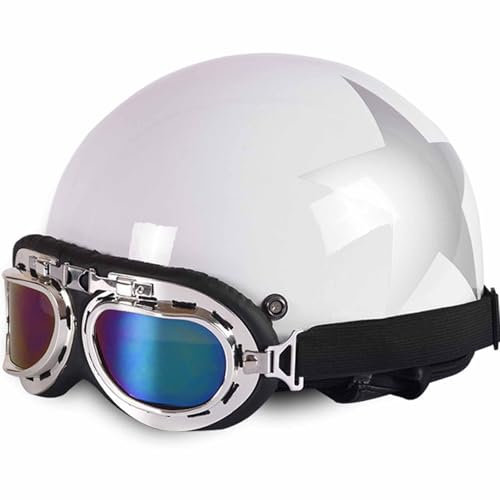 Vintage Motociclo Casco Mezzo Guscio Moto Casco Mezzo Moto Mezzo Casco Scodella Caschi Da Moto ECE DOT Omologato Per Scooter Chopper Cruiser Caschi Demi Jet 10,54-60cm