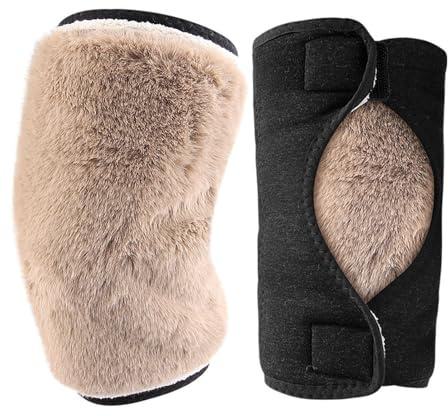 Kniegelenkbandage, Winter-Kniewärmer, 2 x verdickte Fleece-Lammwoll-Knieschützer, verstellbare, weiche, atmungsaktive Beinmanschetten, doppellagige Kniegelenkstützpolster zum Laufen, Radfahren,