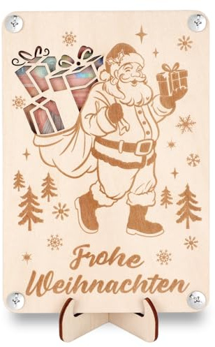 HOWAF Geldgeschenk Weihnachten aus Holz - Geschenke für Weihnachten Geld, Weihnachtsmann Geldgeschenke Weihnachten, Geldgeschenke Verpackung Weihnachten für Tischdeko Weihnachten, Weihnachtsgeschenke