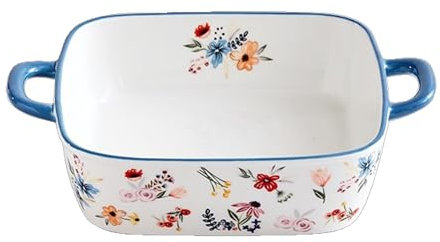 HYQING Teglia da forno for casseruola, piccola teglia in ceramica con manici, teglia for lasagne for 1 persona, teglia in gres for lasagne, cottura al forno, cucina, uso quotidiano(Blue)