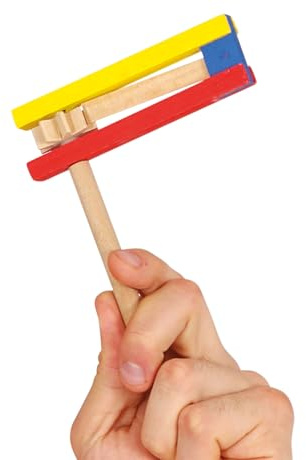 FIESTAS GUIRCA | Multicoloured Wooden Ratchet (5.5 in) - Musical Instrument for Birthday Parties and New Year's Celebrations - Fun Accessory for Children and Adults - Multicolour