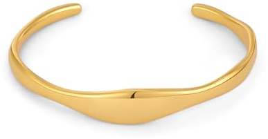 WOWORAMA Delicati braccialetti dorati da donna minimalisti sottili bracciali aperti a onde irregolari design semplice e regolabile in oro
