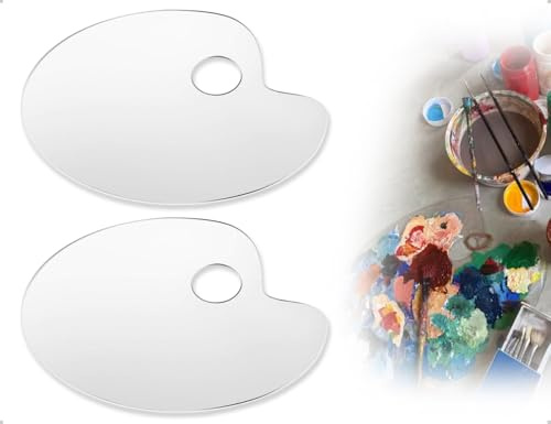 AOYEGIC 2 stycken målarpaletter, klar akrylfärgblandning, blandpalett, konstpalett, konstpalett, skolakvarell, gör-det-själv konsthantverk, konstmålning (oval, 15 x 25 cm)