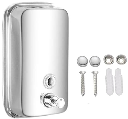 Fenteer Dispensador de Jabón de Acero Inoxidable para Pared, Ideal para Desinfectante en Baños Y Cocinas, M