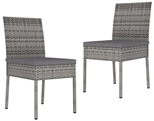 Xichuzi Garten-Essstühle 2 STK Gartenstühle, Gartensessel, Garden Chair, Balkonstühle, Terrassenstuhl, Poly Rattan Grau