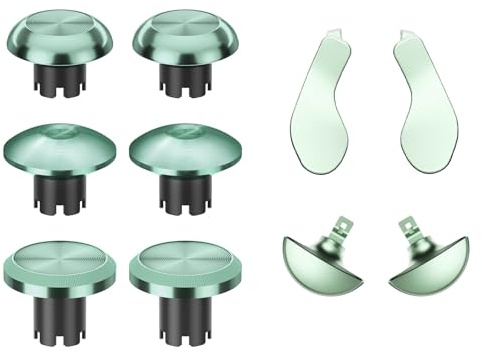 Hzxkqmil Levette Analogiche in Metallo per PS5 Edge Controller, 6 Joystick Analogici Stick 4 Pulsanti Posteriori Palette Magnetici Thumbsticks di Ricambio per PS5 Edge Controller, Verde Chiaro