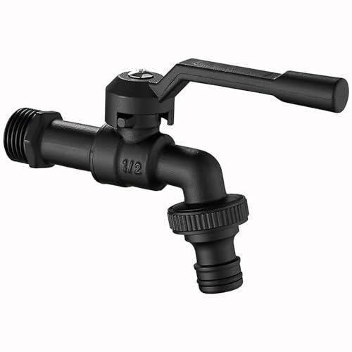 Robinet de jardin mural pour extérieur avec valve de sortie antigel de 1,27 cm pour irrigation, robinets d'extérieur noirs