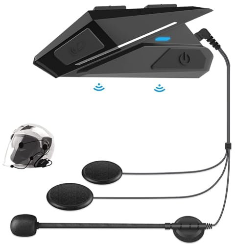 OBEST Blutooth - Cuffie per casco da moto, con vivavoce, senza fili, altoparlante musicale stereo impermeabile IP65, microfono per chiamate di riduzione del rumore per ciclismo sci viaggi