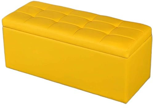 SUPBEI Schuhbank, Hölzerne Ende der Bett-Bank, Eingangsbereich Speicherbank mit gepolstertem Sitz, Schuhschrank Bank mit verstecktem Stauraum, für Flur,Gelb,23.6in