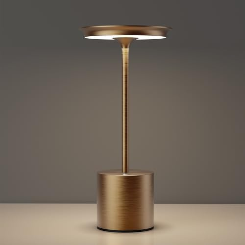 YIKUI Lampada da tavolo senza fili, LED 3 temperatura di colore, dimmerabile, per esterni, campeggio, IP54, impermeabile, lampada da tavolo, 6000 mAh, batteria per camera da letto, ristorante (titanio