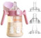 Qshare 3 in 1 Sippy Cup for Baby, Toddler Drinks Water Bottles Trainer Cup with Handles for Babies 6 12 Months(One Cup with 3 Nipples) (Purple)