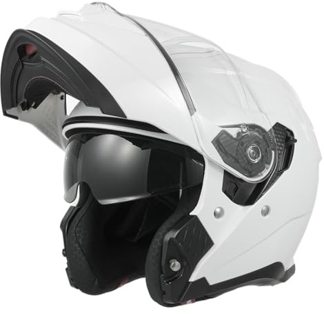 My Motorrad Klapphelm Integralhelm 935 ,ECE 22.06 Zertifiziert Modular Helm mit Doppelvisier für Damen Herren (Weiß, XS)