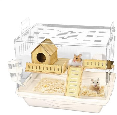 Hamsterkäfig | Transparente große Hamsterkäfige für optimale Tierbeobachtung | Doppelstöckige Villa Hamsterhaus | Einfache Montage Kleintierheim für Liebhaber, Familien