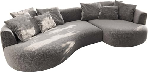 DELIFE Sofa Edina Bouclé Silbergrau 330x170 cm