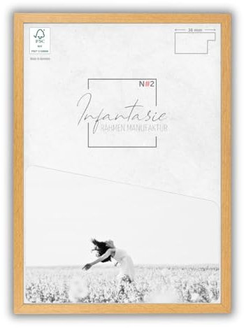 Infantasie 'N°2' Bilderrahmen DIN A0 84,1x118,9 handgefertigt nach Maß | Eiche Windsor | MDF Holz-Design Collage Rahmen inkl. Kunstglas und Metall Aufhänger (Querformat & Hochformat)