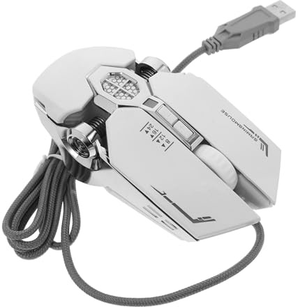 SHINEOFI Souris de Jeu RGB Filaire Argenté, Prise en Main Confortable | Interface USB Rapide, Revêtement Doux Type Peau, pour Pc et Jeux Vidéo