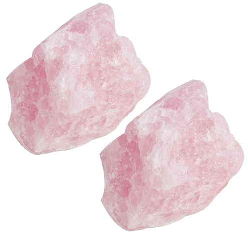 Jecdfs 2pcs Grands cristaux de quartz rose brut,quartz rose pierre naturelle, Méditation et Décoration, Pierre d'Eau Reiki de Qualité Supérieure, Taille 3 à 5 cm - pour Bijouterie et Feng Shui